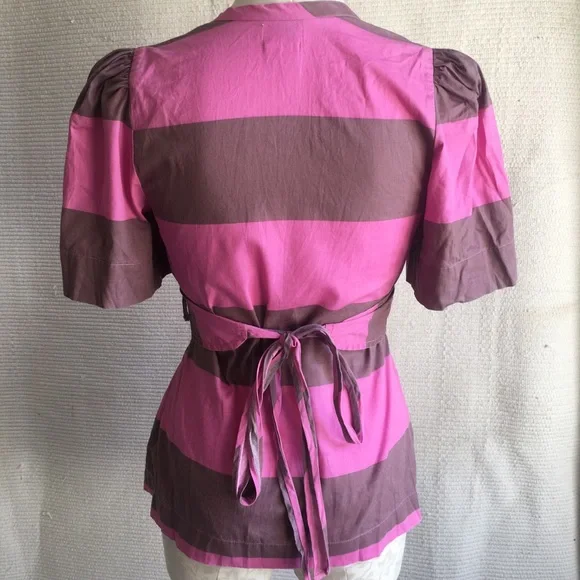 Anthropologie 4 Plenty Tracy Reese Peplum Stripe Shirt Blouse - Picture 5 of 8